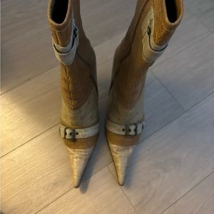 Aldo beige and brown mid ankle boots